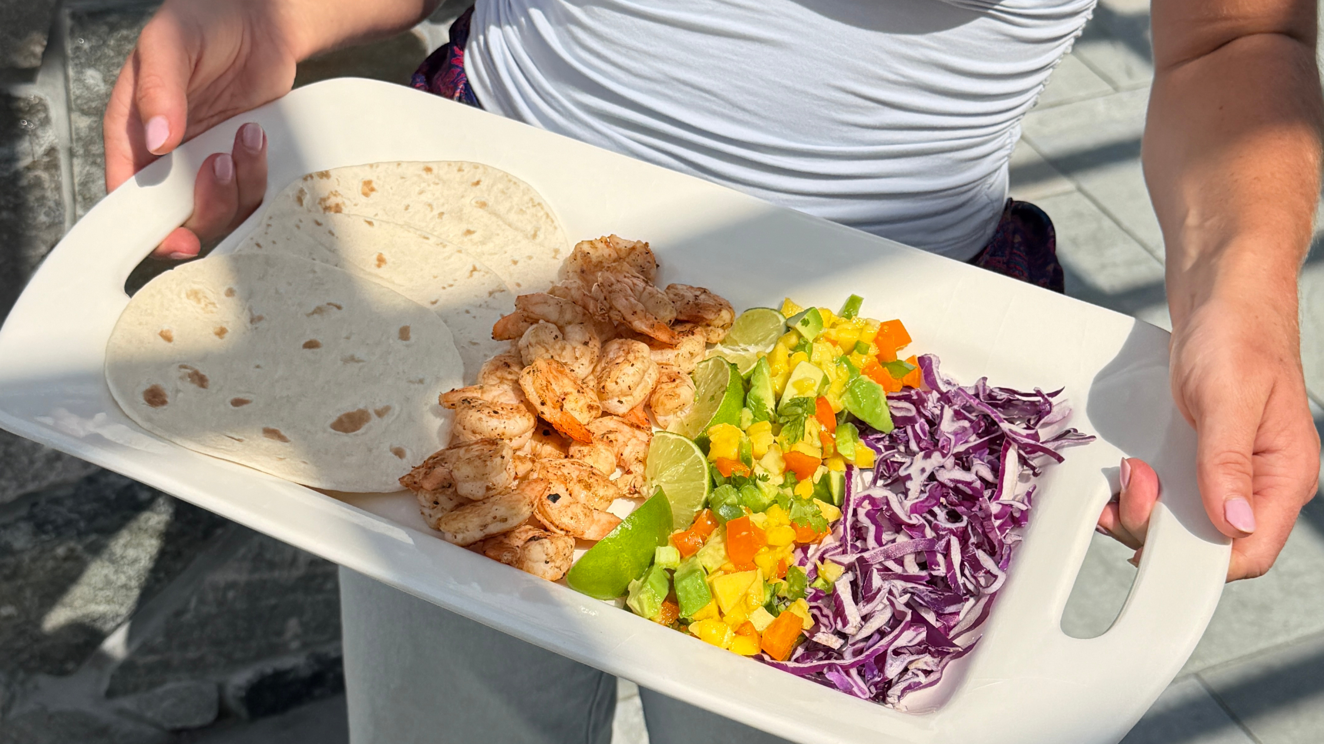 Easy Mango Shrimp Tacos with Cilantro Lime Sauce & Rosé