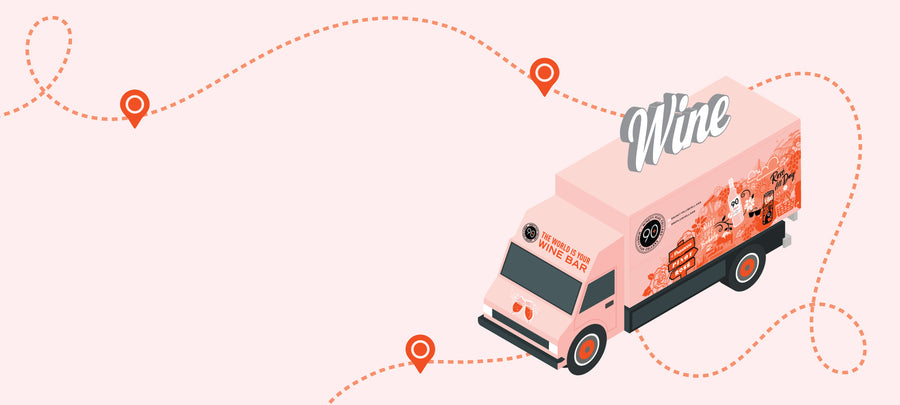 Graphic of pink wine truck.